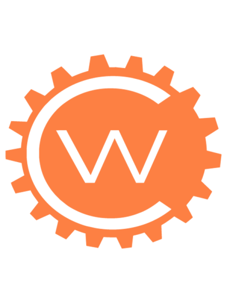 An orange gear with white letters C and W inside