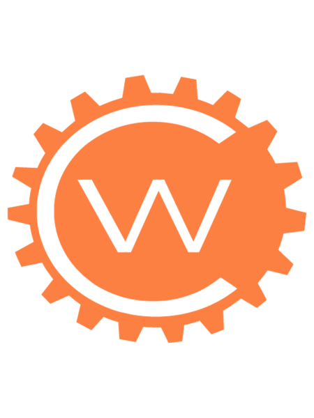 An orange gear with white letters C and W inside